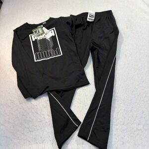PUMA Boys Black Activewear Outfit Set Long Sleeve Shirt Pants Size Small NWT